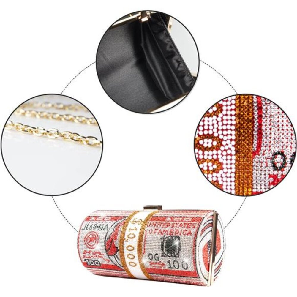 Sparkling Rhinestone Money Bag Clutch - Picture 2 of 7